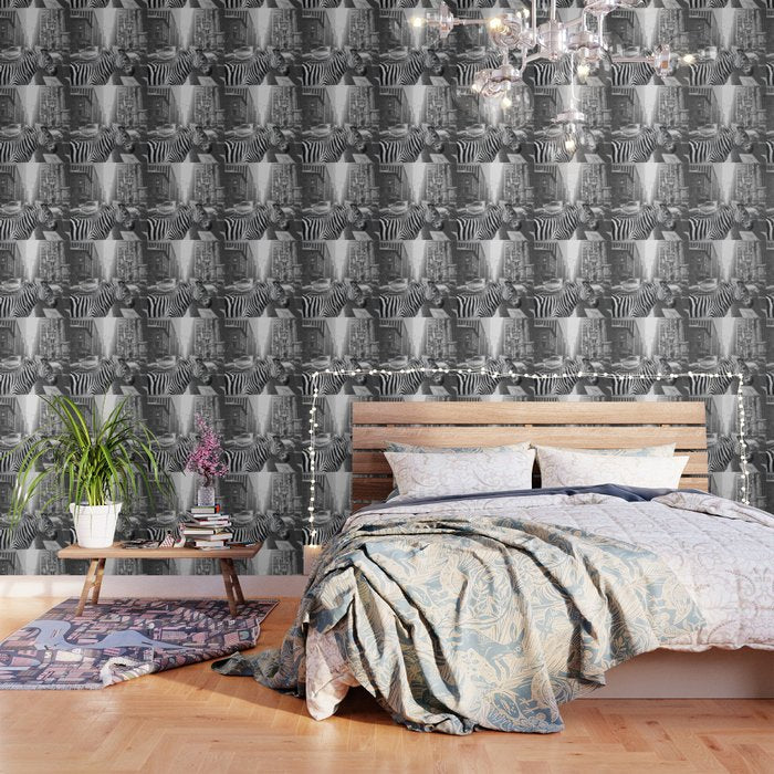 Zebra In The City - Black And White Photography Collage Wallpaper