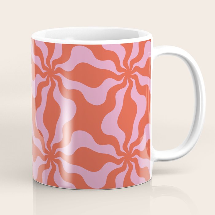 Retro Orange Pink Abstract 70s Pattern Coffee Mug