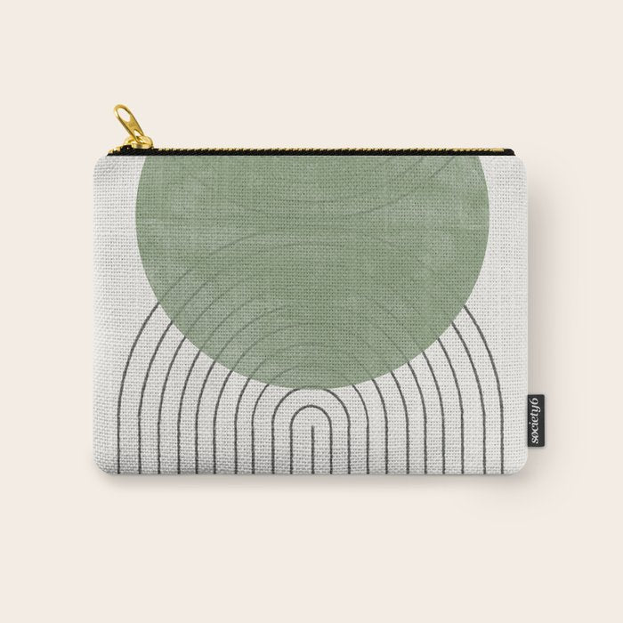 Mid Century Green Moon Shape  Carry All Pouch