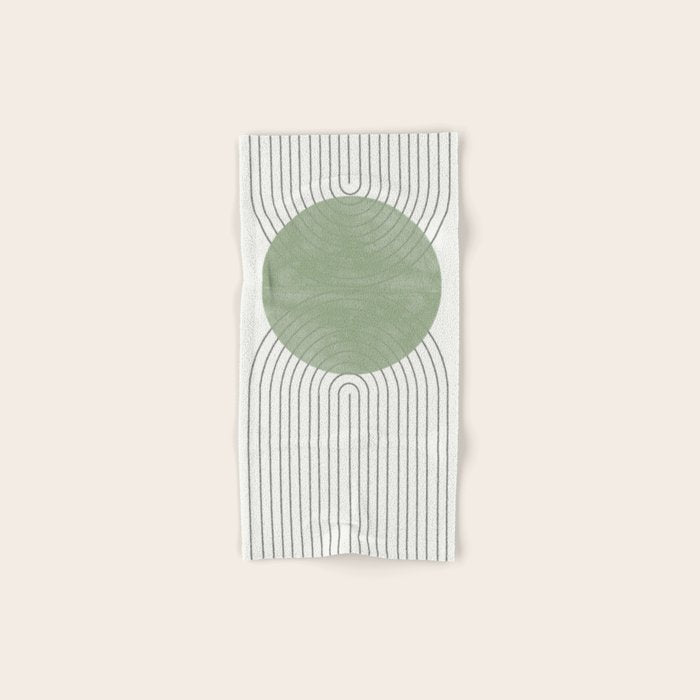 Mid Century Green Moon Shape  Bath Towel