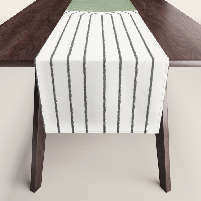 Mid Century Green Moon Shape  Table Runner