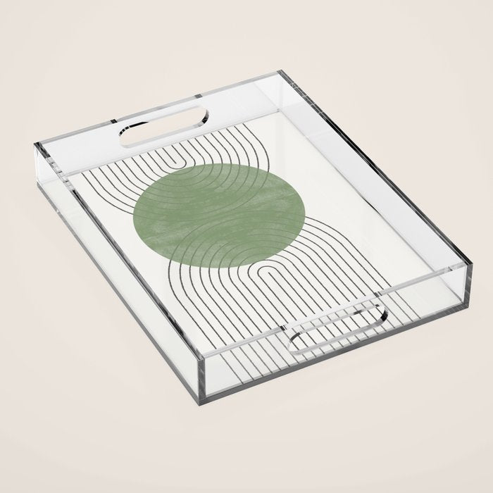 Mid Century Green Moon Shape  Acrylic Tray