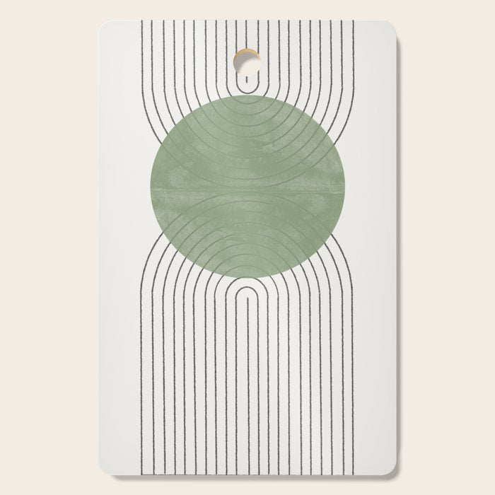 Mid Century Green Moon Shape  Cutting Board