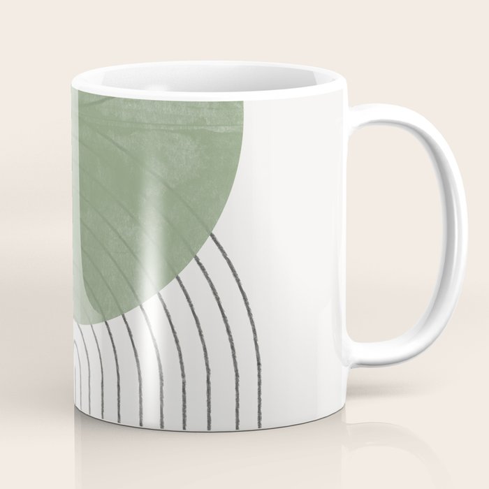 Mid Century Green Moon Shape  Coffee Mug