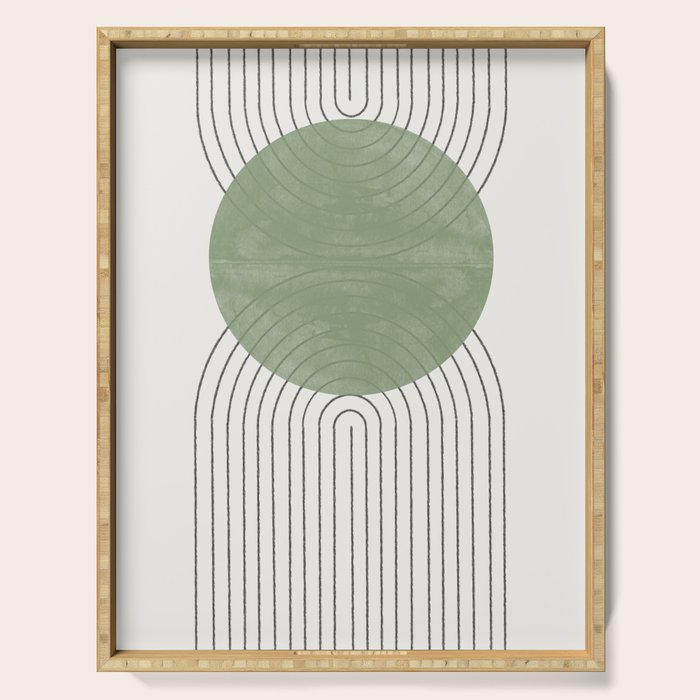 Mid Century Green Moon Shape  Serving Tray