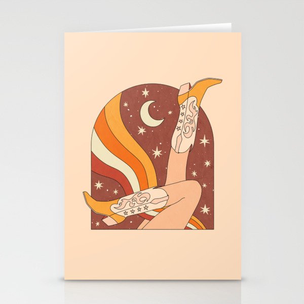 Neutral 70s Western Boots Stationery Card