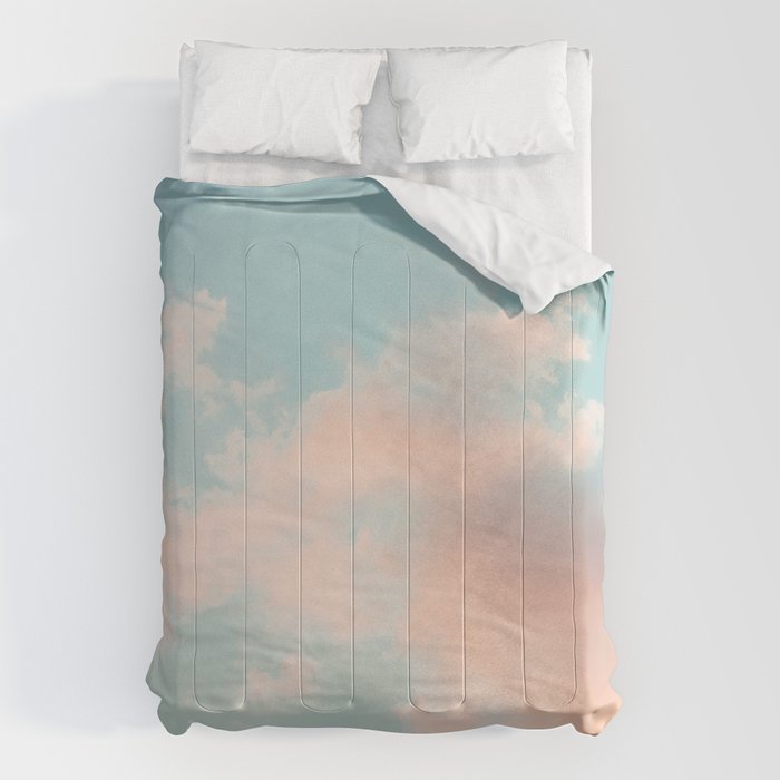 Cotton Candy Clouds - Nature Photography Art Print, Pastel Comforter