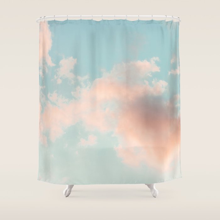 Cotton Candy Clouds - Nature Photography Art Print, Pastel Shower Curtain