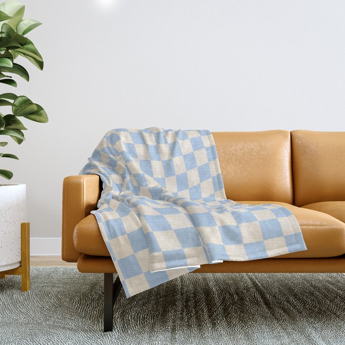 Check - Baby Blue Twist Checkerboard Print Throw Blanket