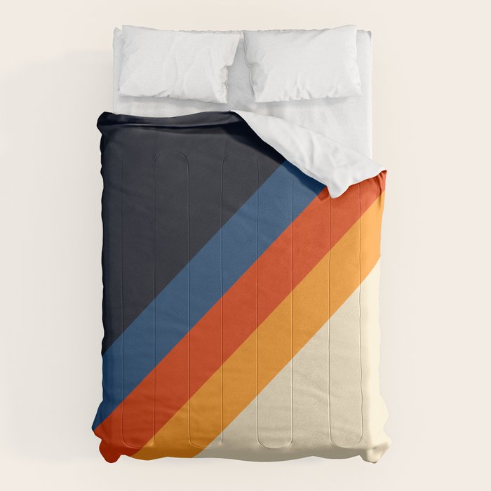 Colorful Classic Retro 70s Vintage Style Stripes - Padona Comforter