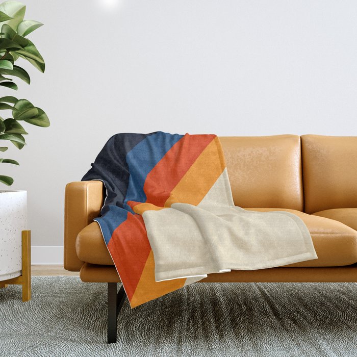 Colorful Classic Retro 70s Vintage Style Stripes - Padona Throw Blanket