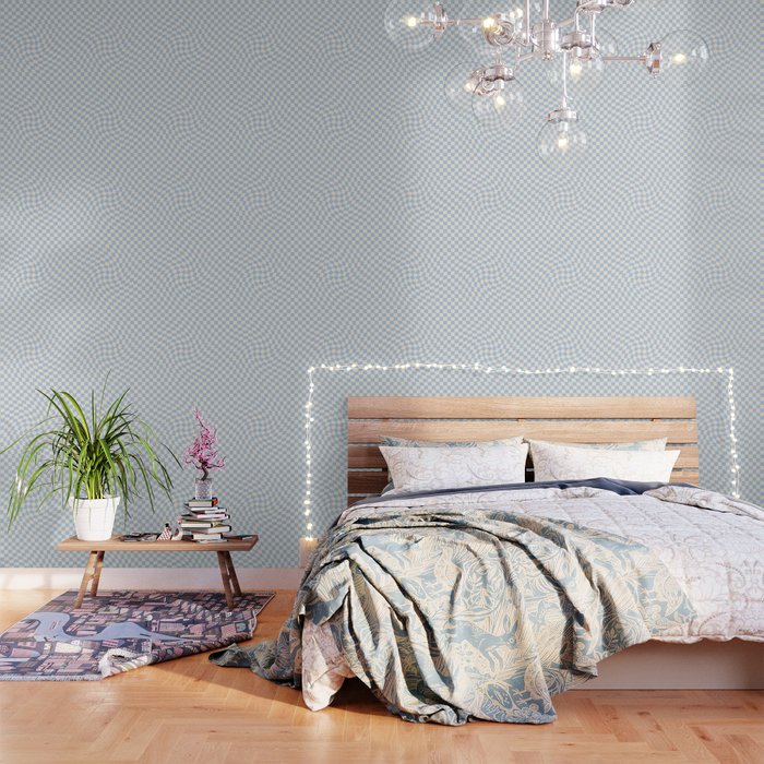 Check - Baby Blue Twist Checkerboard Print Wallpaper