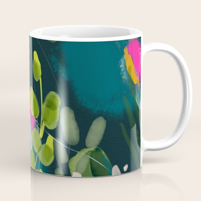 Abstract Jungle Fever Leaves In Floral Green Coffee Mug