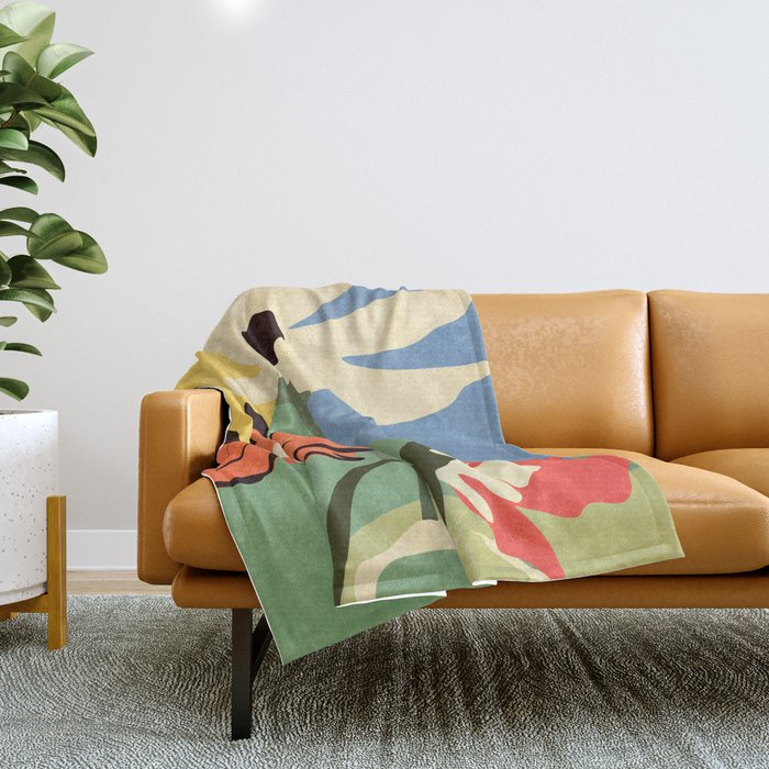 Modern Abstract Art Flowers 14 Throw Blanket