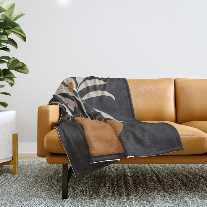 Minimal Abstract Art Vase Plant 11 Throw Blanket