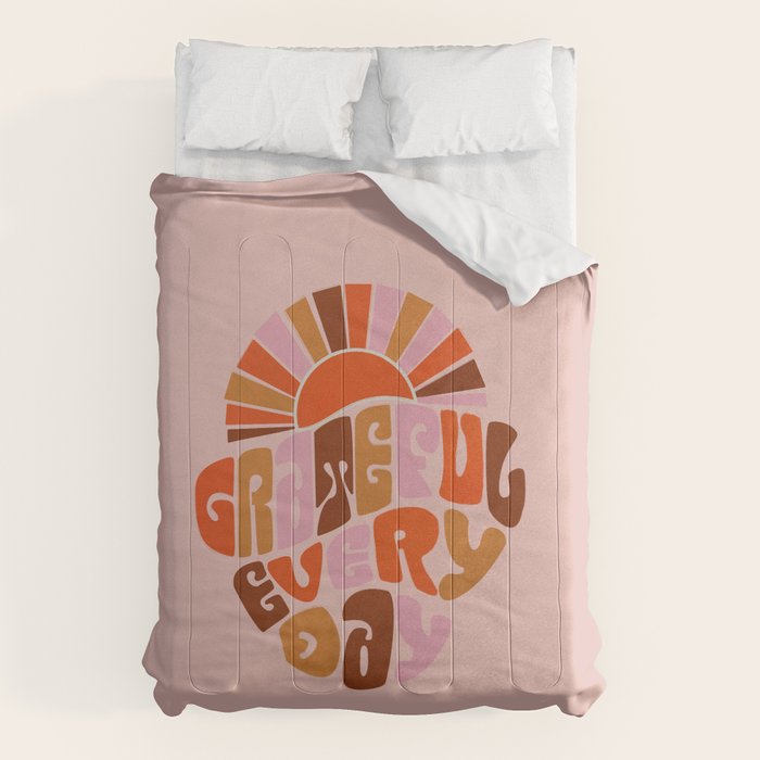 Grateful Everyday - 70s Hippie Style  Comforter