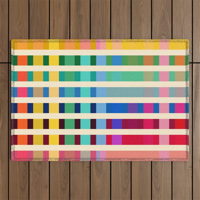 Futuristic Cyber Rainbow Crossing Outdoor Rug