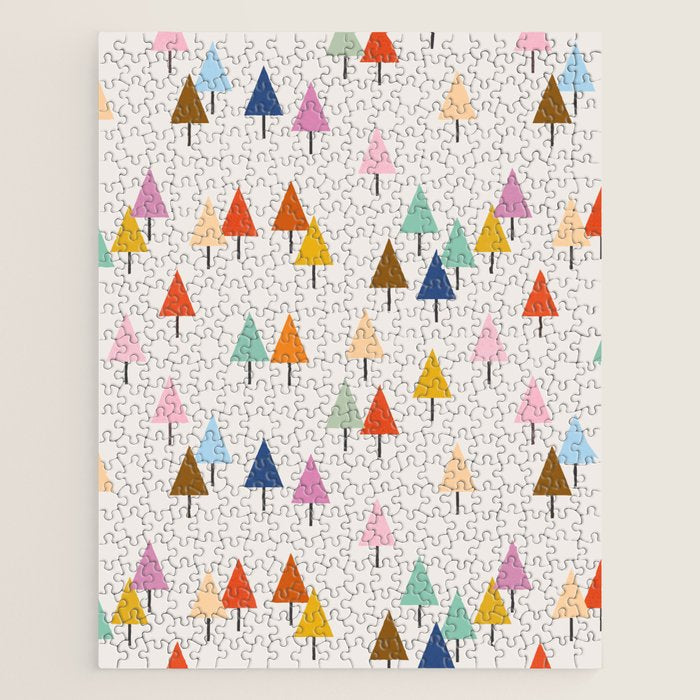 Pastel Triangle Trees: Cozy Winter Vibes With Modern Charm Jigsaw Puzzle