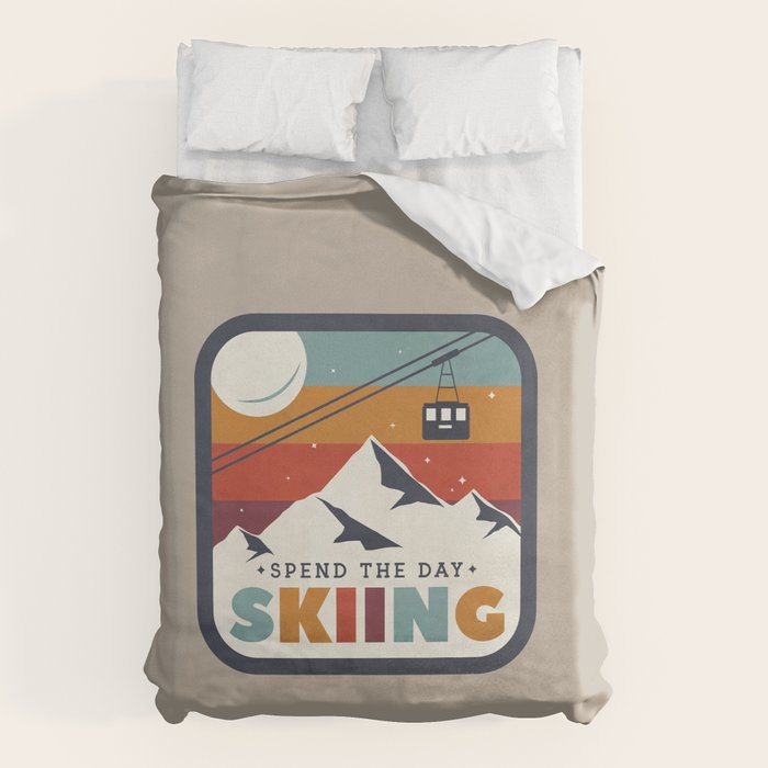 Spend The Day Skiing-Ski Badge Duvet Cover