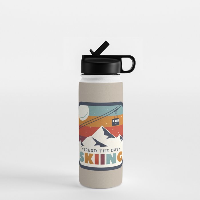 Spend The Day Skiing-Ski Badge Water Bottle