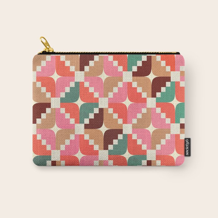 Winter Retro Quilt Pattern Carry All Pouch