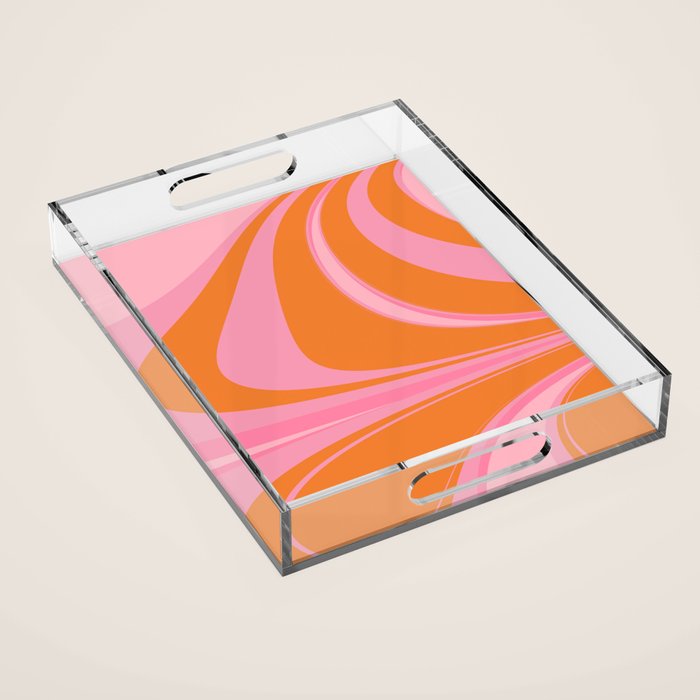 Groovy Color In Pink And Orange Acrylic Tray