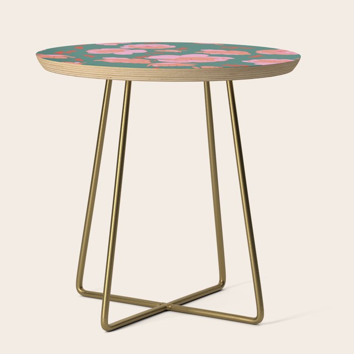 English Roses In Pink And Green Side Table