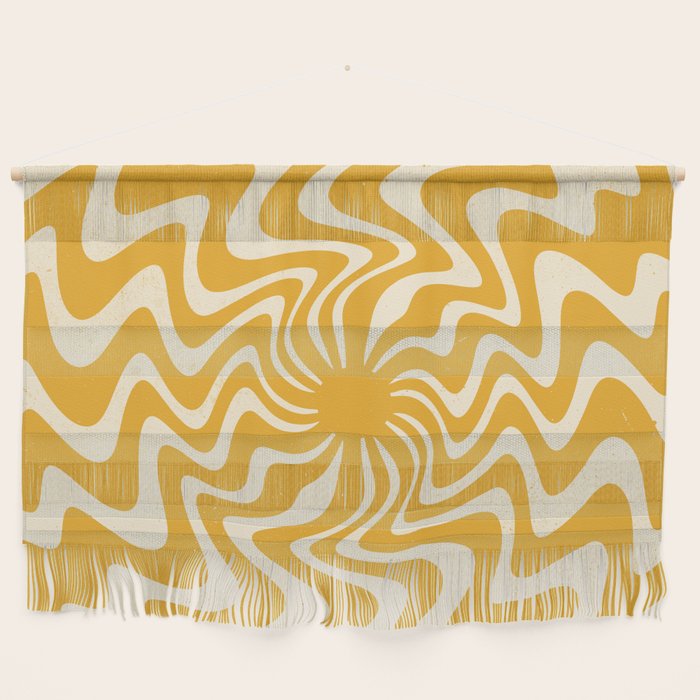 Retro 70s Swirl Spiral Banana Yellow Groovie Wall Hanging