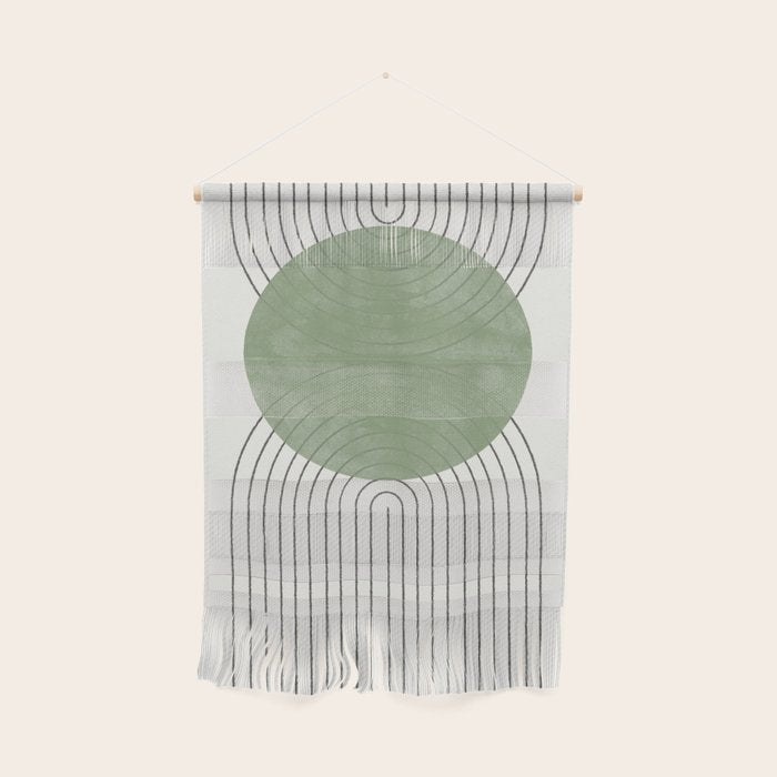 Mid Century Green Moon Shape Wall Hanging