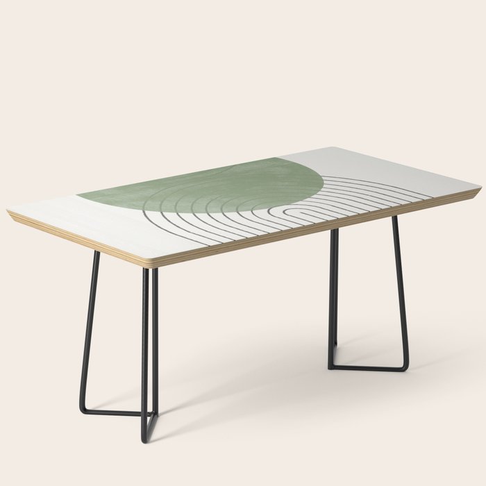 Mid Century Green Moon Shape  Coffee Table
