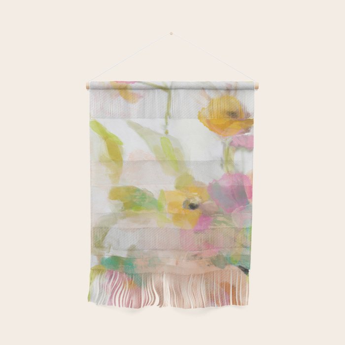 Pink Spring Summer Floral Abstract Wall Hanging