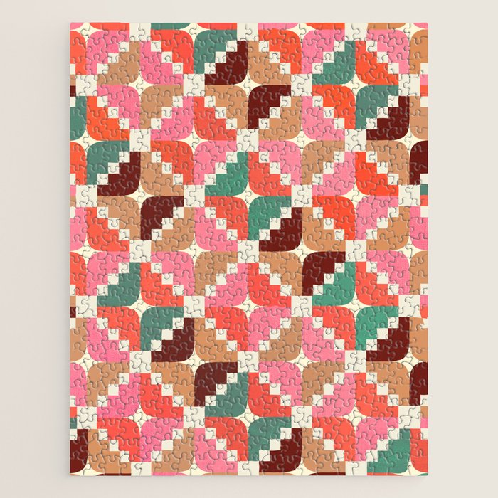 Winter Retro Quilt Pattern Jigsaw Puzzle