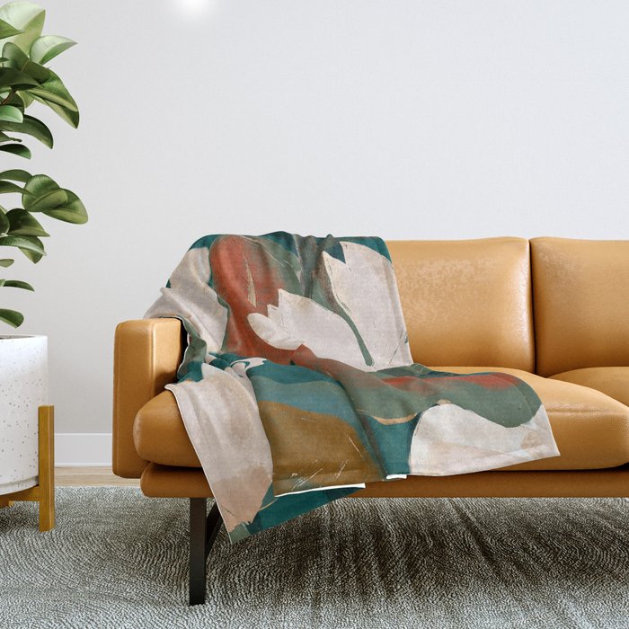 Abstract Art Garden Flowers Throw Blanket