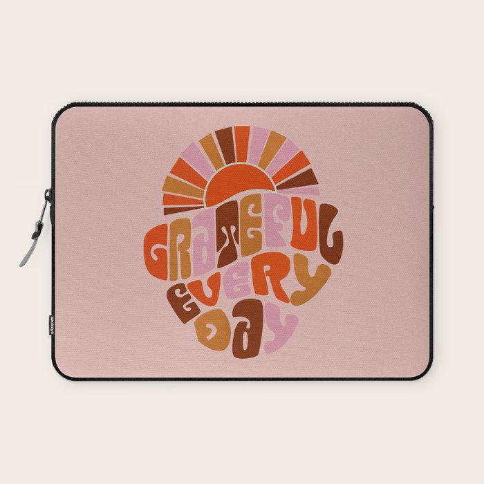Grateful Everyday - 70s Hippie Style  Laptop Sleeve