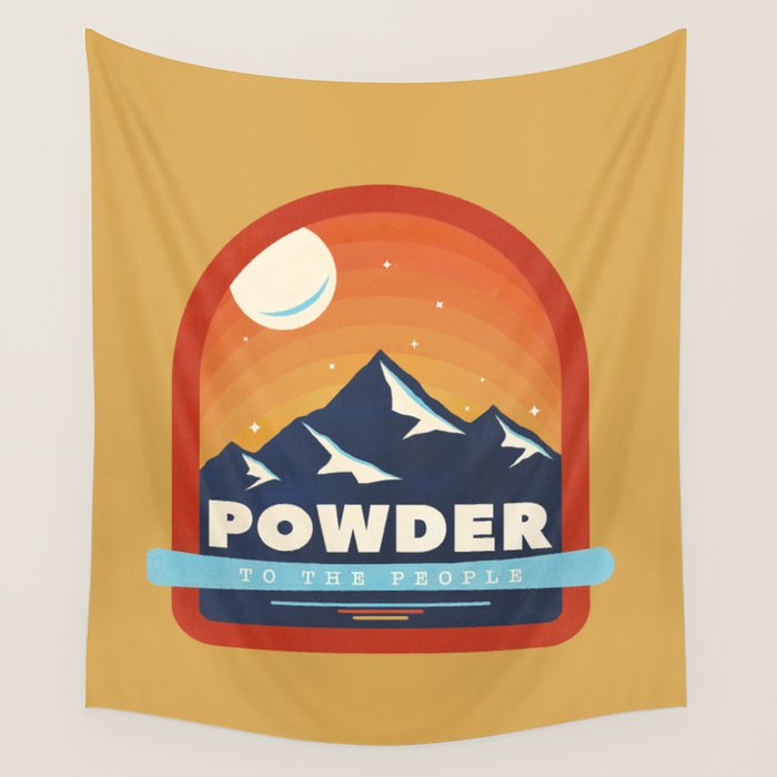 Powder To The People - Ski Badge Wall Tapestry