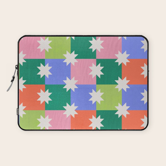 Checkered Holiday Pattern With Stars Laptop Sleeve