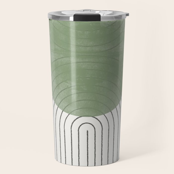 Mid Century Green Moon Shape  Travel Mug