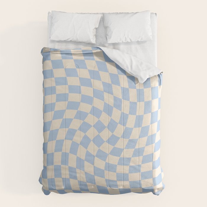 Check - Baby Blue Twist Checkerboard Print Comforter