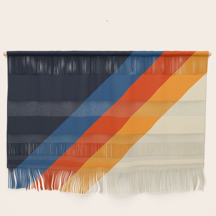 Colorful Classic Retro 70s Vintage Style Stripes - Padona Wall Hanging
