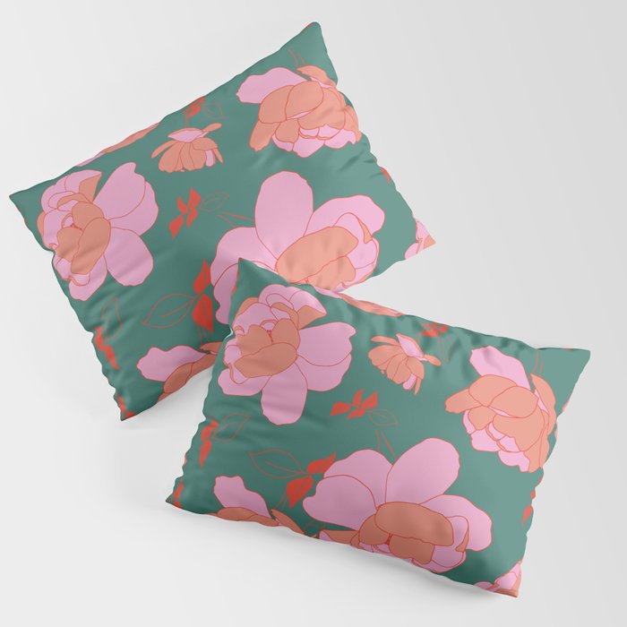 English Roses In Pink And Green Pillow Sham