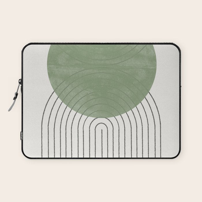 Mid Century Green Moon Shape  Laptop Sleeve