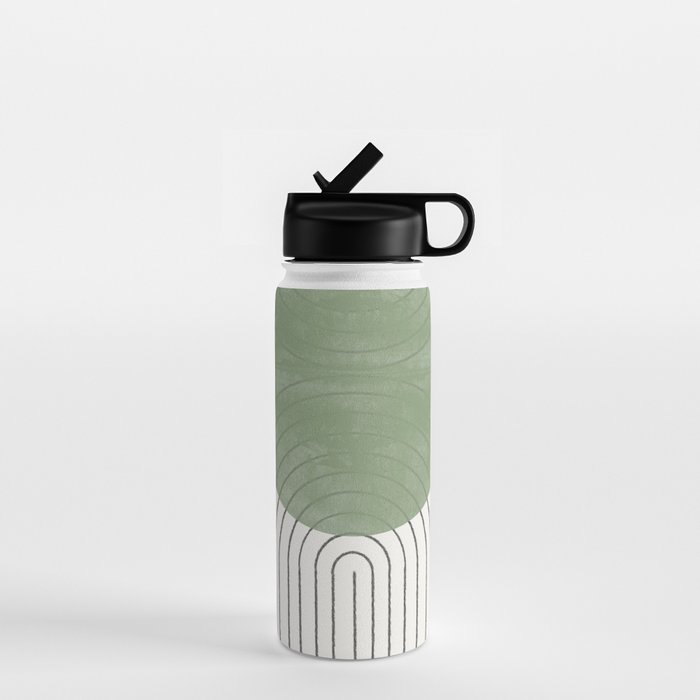 Mid Century Green Moon Shape  Water Bottle