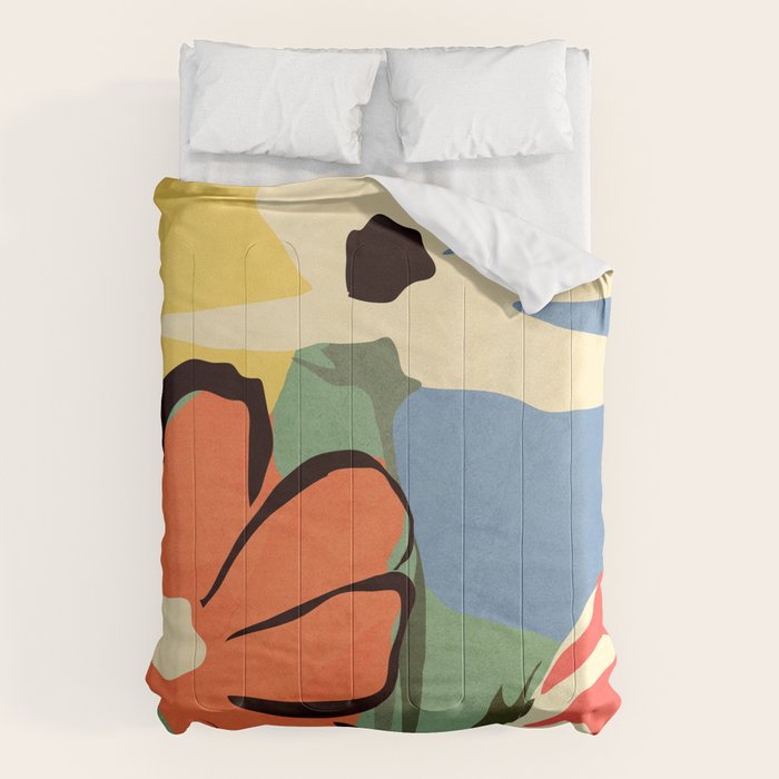 Modern Abstract Art Flowers 14 Comforter