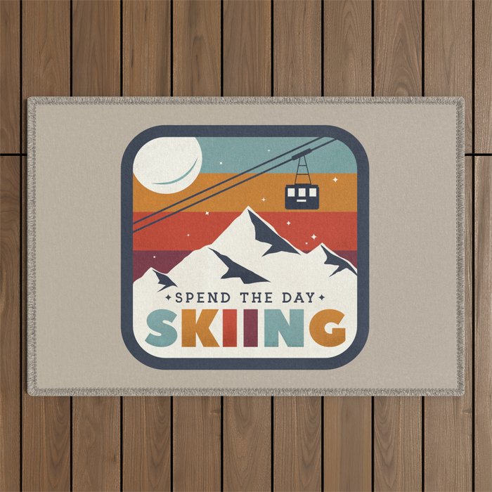 Spend The Day Skiing-Ski Badge Outdoor Rug