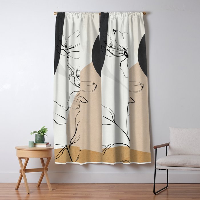 Abstract Art /Minimal Flowers Window Curtain