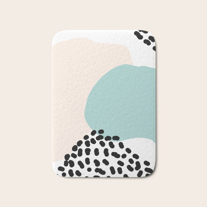 Modern Minimalistic Shapes- Blue Bath Mat
