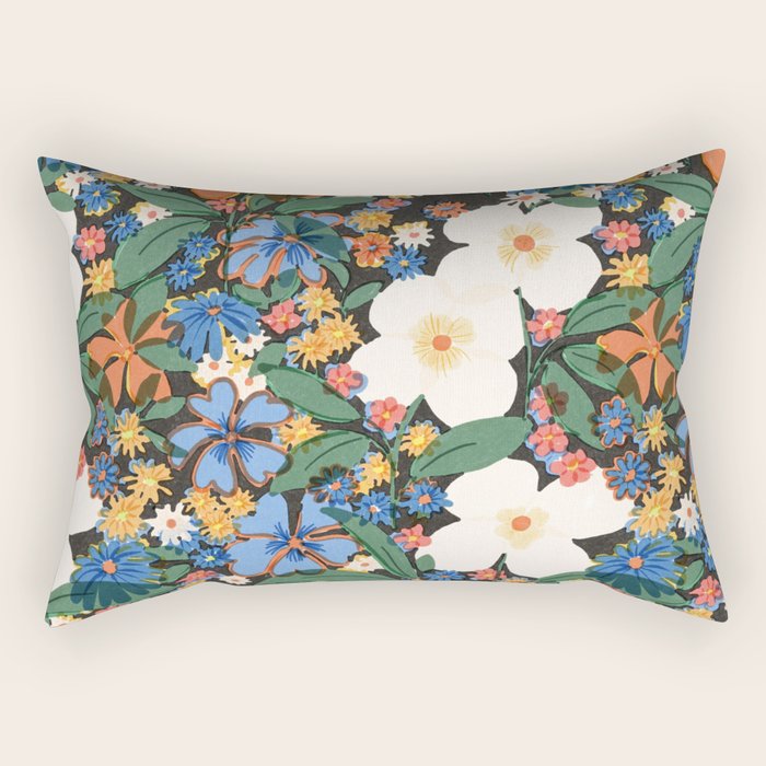 Grandma'S Garden Dark Background Rectangular Pillow