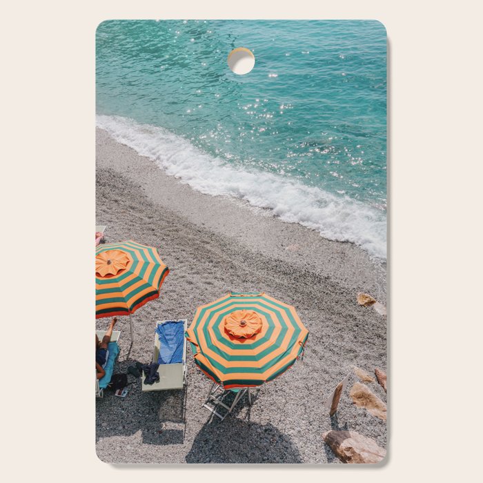 Monterosso Al Mare - Italy Europe Travel Photography - Summer Holiday Beach Umbrella Photo Art Print - Coastal Getaway Cutting Board
