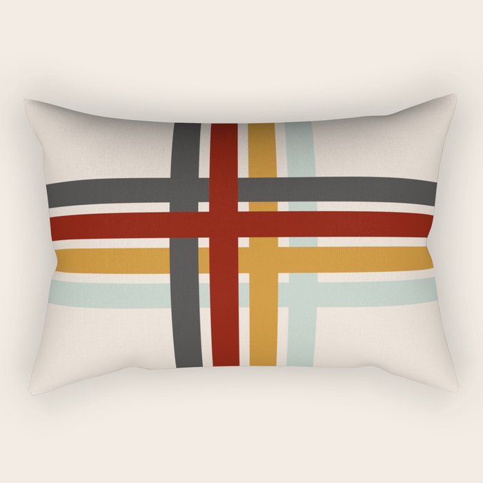 Colored Retro Cross Stripes Rectangular Pillow