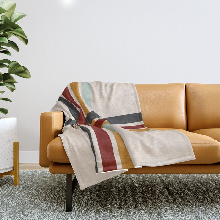 Colored Retro Cross Stripes Throw Blanket